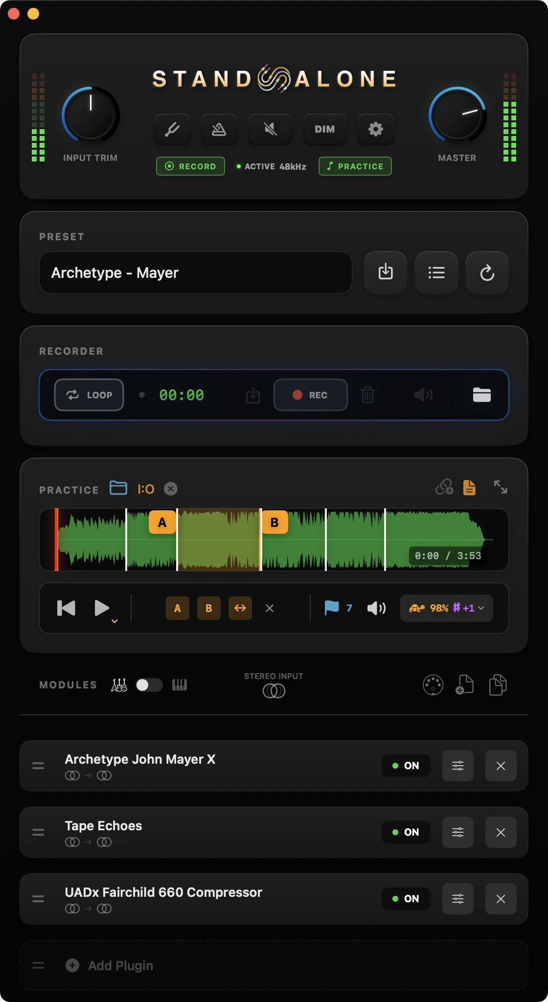 Standalone in Guitar Mode